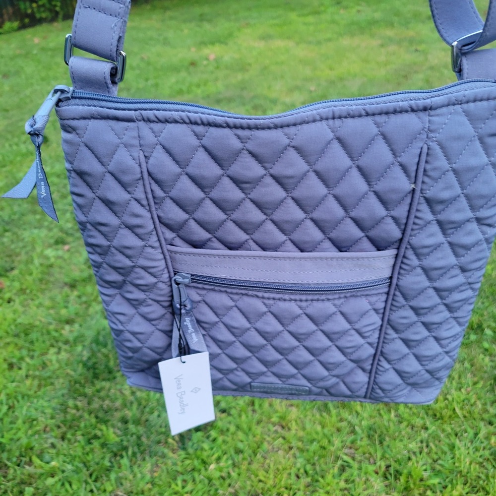 Vera Bradley Microfiber Hipster Crossbody Bag in Carbon Gray New With Tags